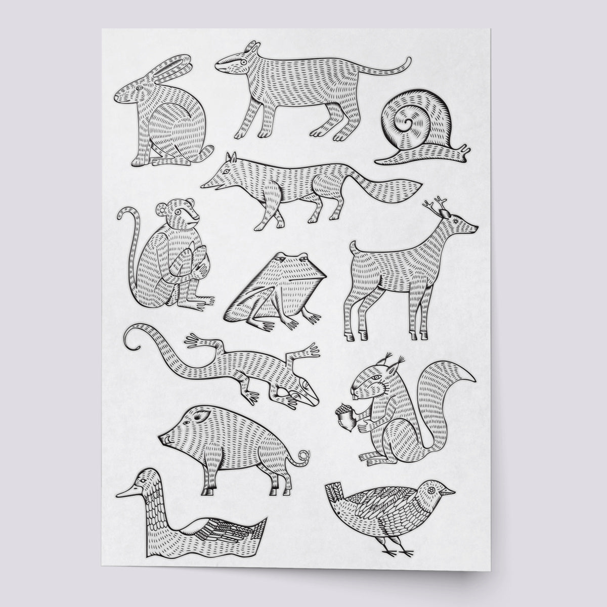 Black Ink «Animals» Temporary Tattoo set