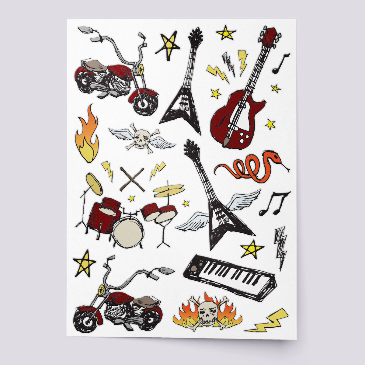 Rock'n'Roll Temporary tattoo set