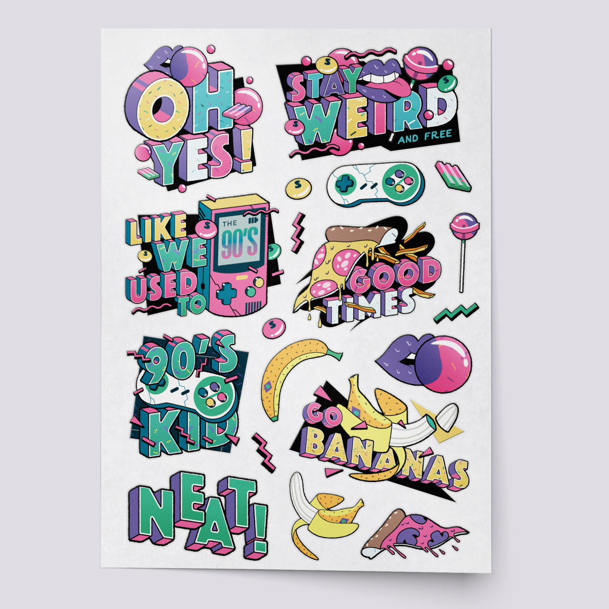 Back to 90's temporary tattoo set