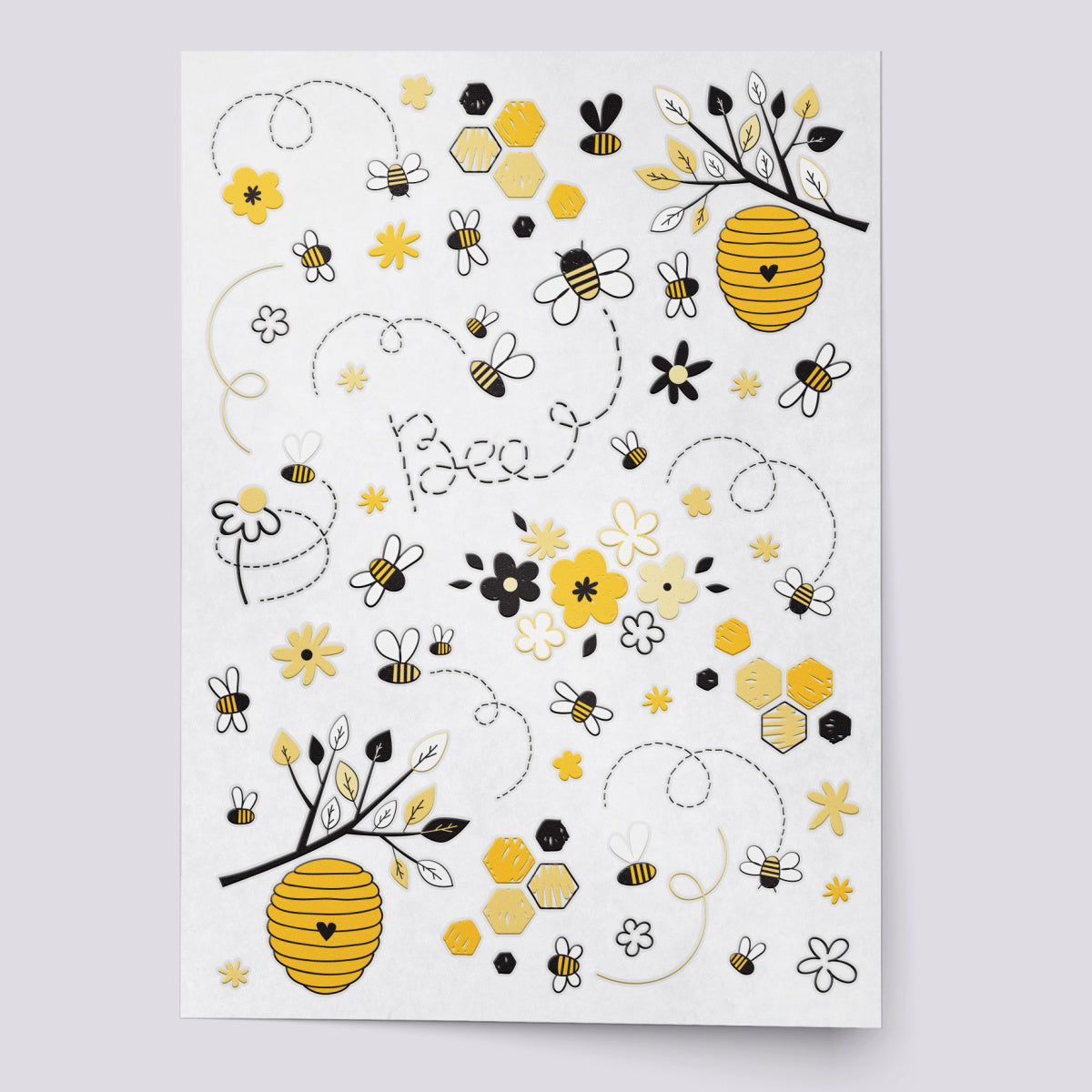 Honey bees temporary tattoo set