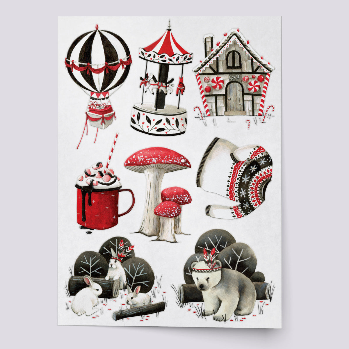 Wintery mood Christmas temporary tattoo set