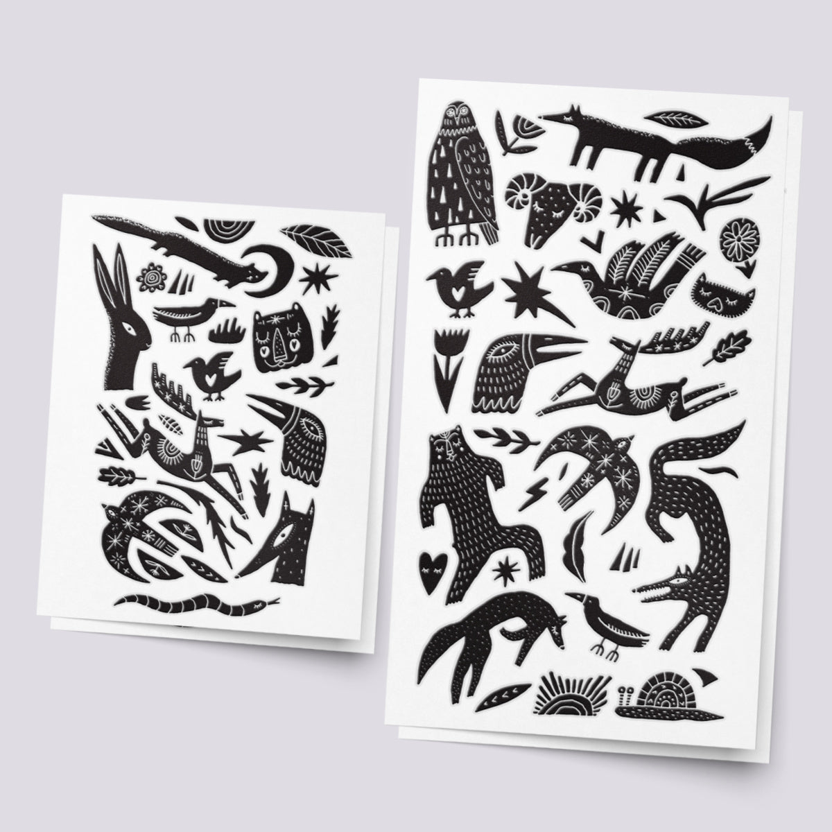 Scandinavian woodland black ink temporary tattoo sleeves for kids