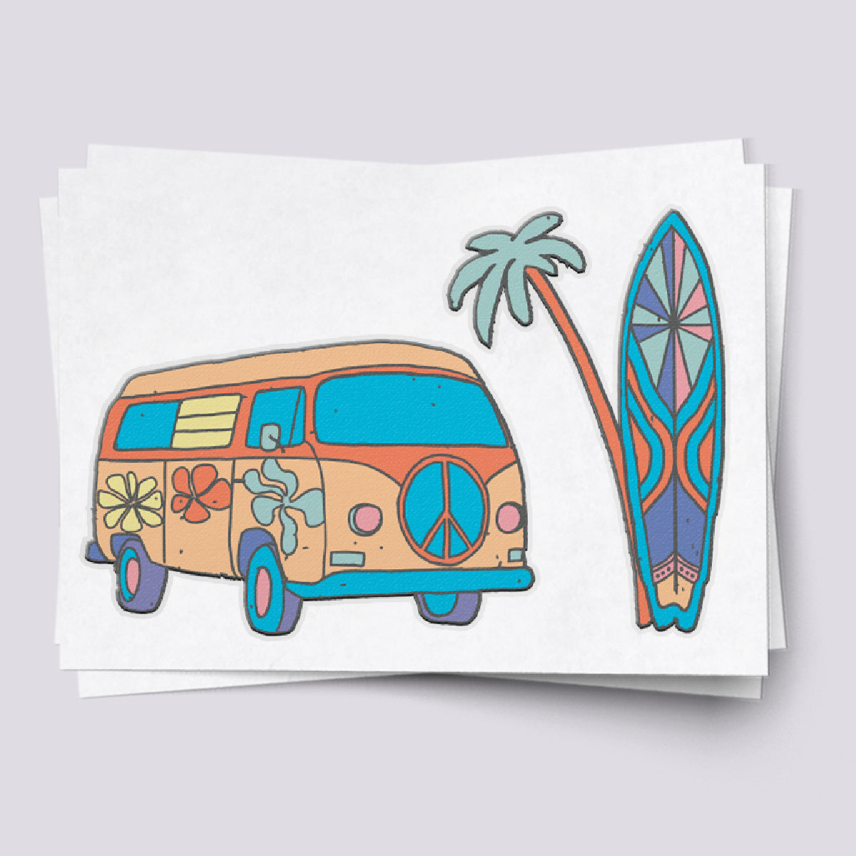 Hippie Van Temporary Tattoos - Fun Surf & Aloha Vibes for Parties