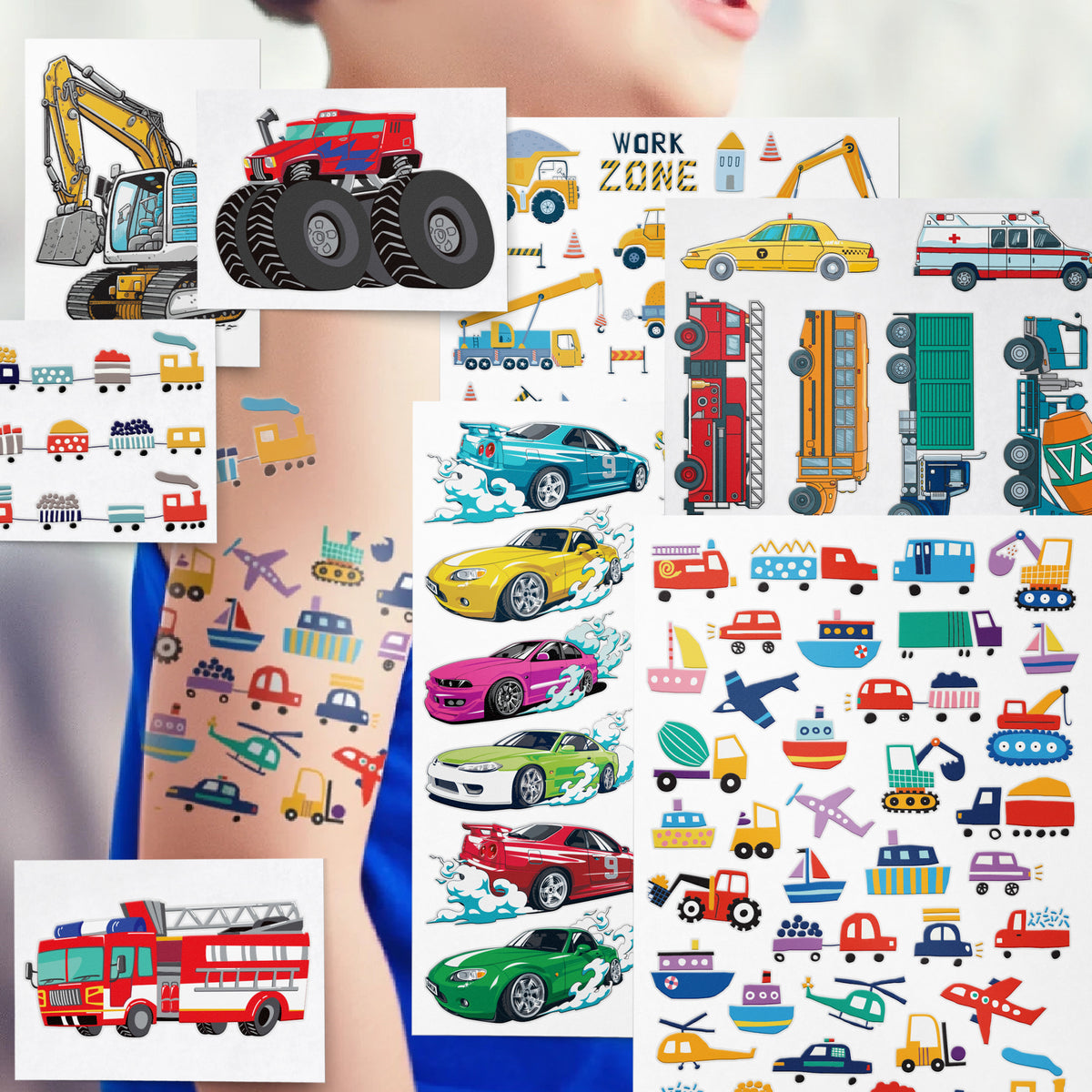 Cars and Vehicles Tattoo Bundle