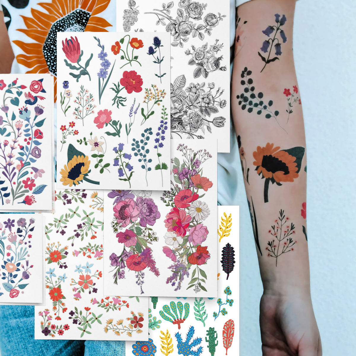 FLOWERS BOHO TATTOOS BUNDLE
