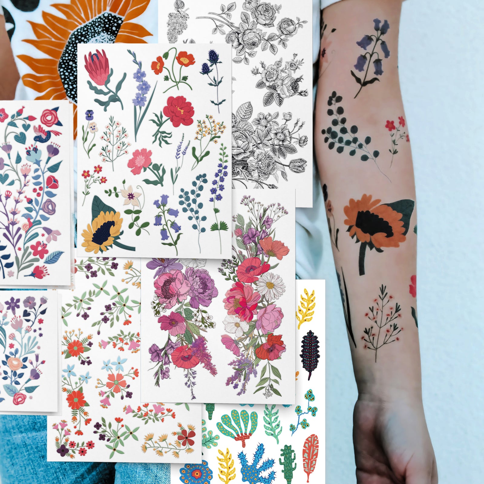 FLOWERS BOHO TATTOOS BUNDLE