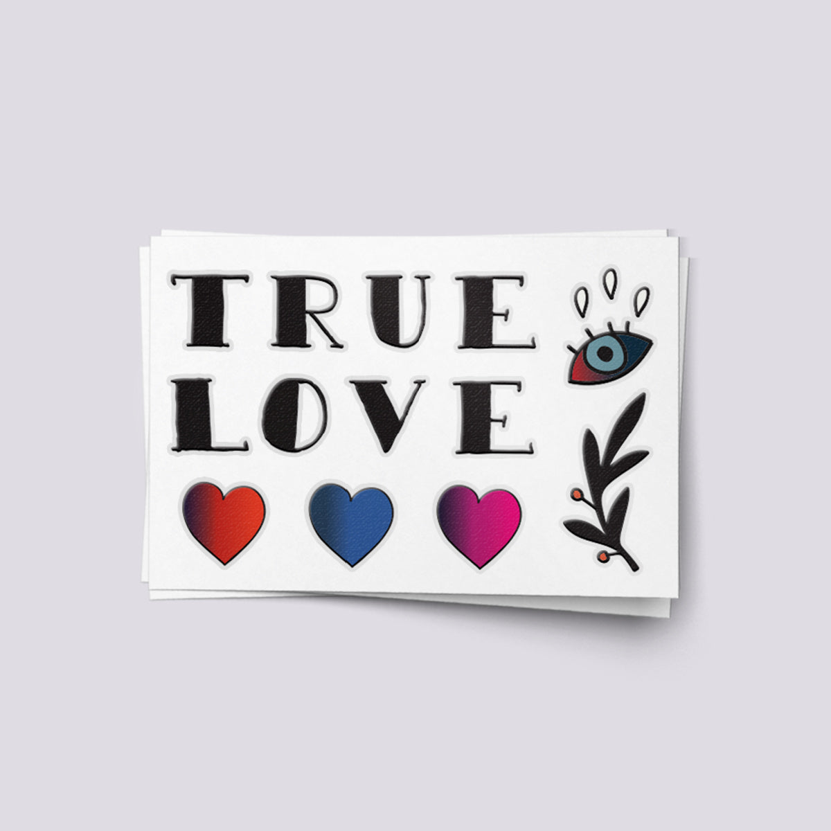 TRUE LOVE Knuckle Temporary Tattoos Set - Classic Old School Style