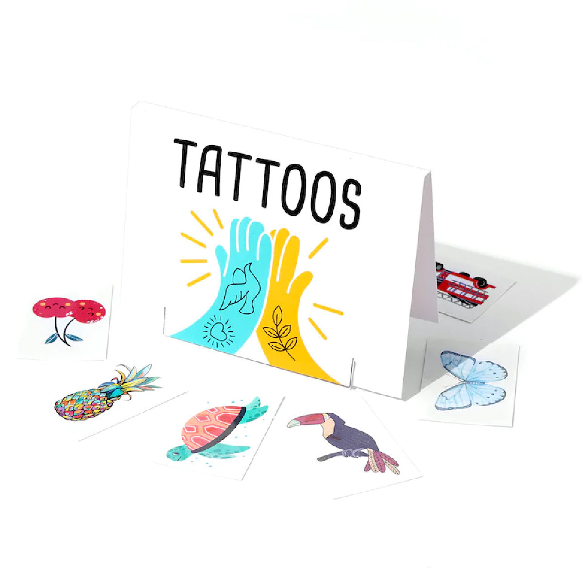 Party Pack of 100 various temporary tattoos for kids. Party favors.