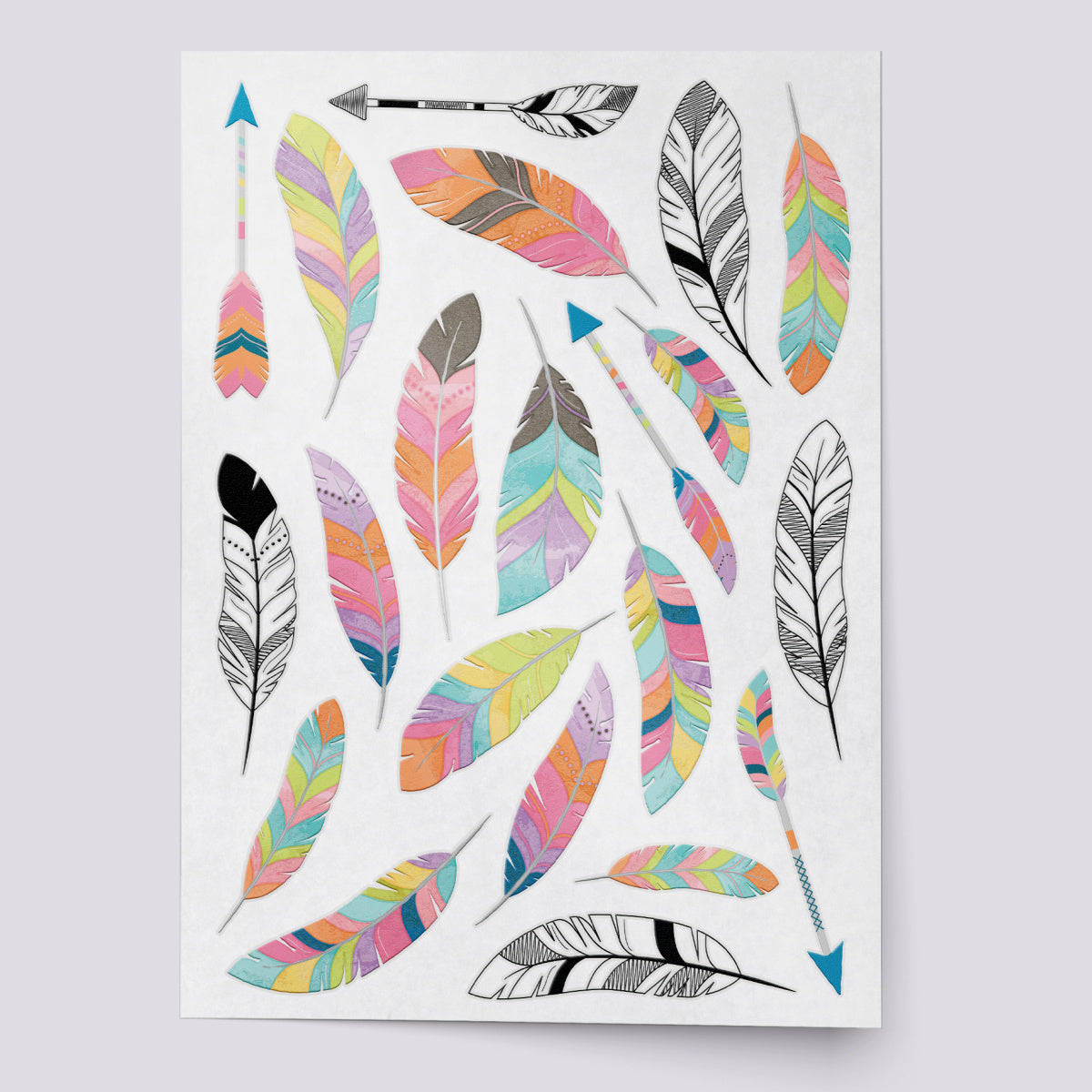 Feathers temporary tattoo set