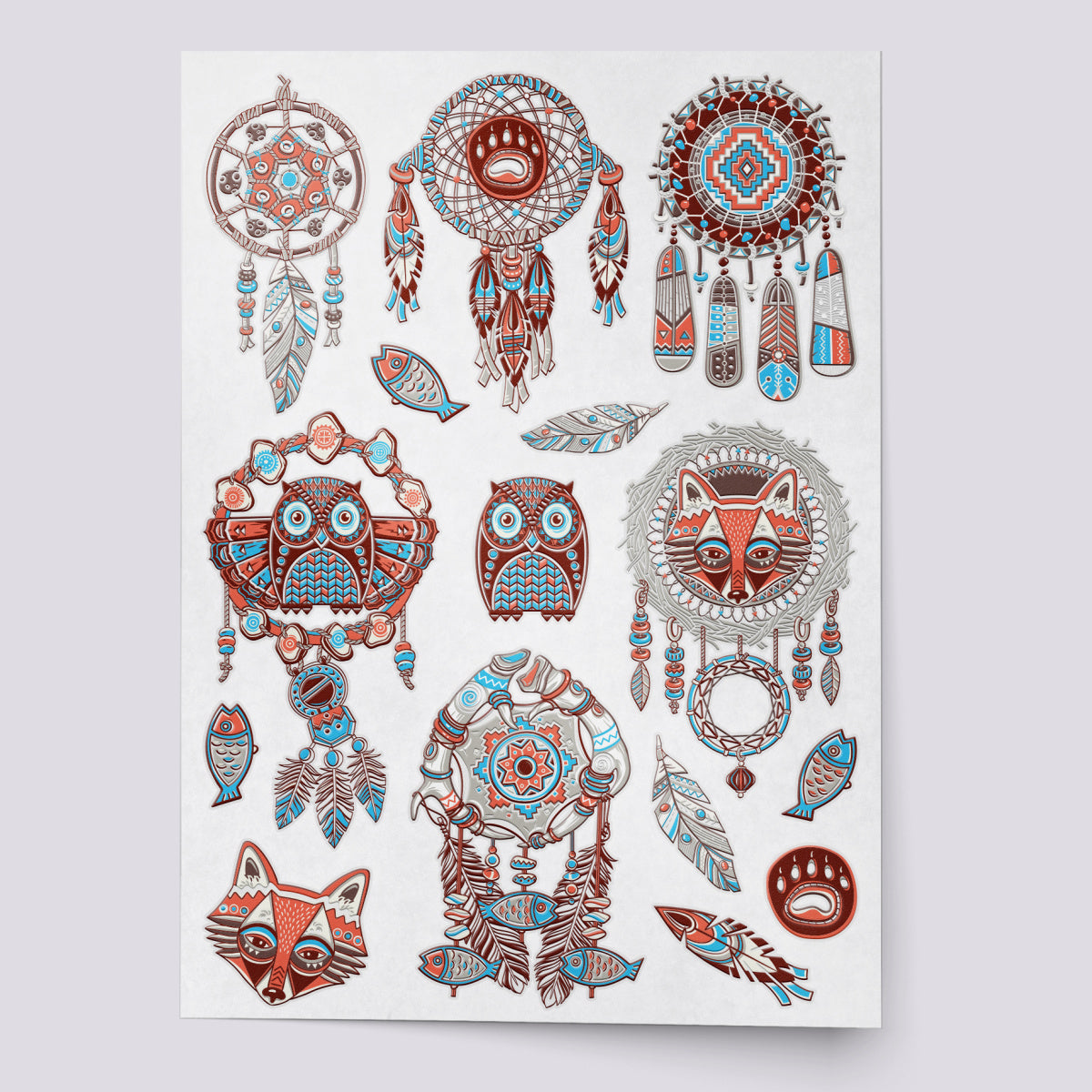 Dream catchers - boho temporary tattoo set