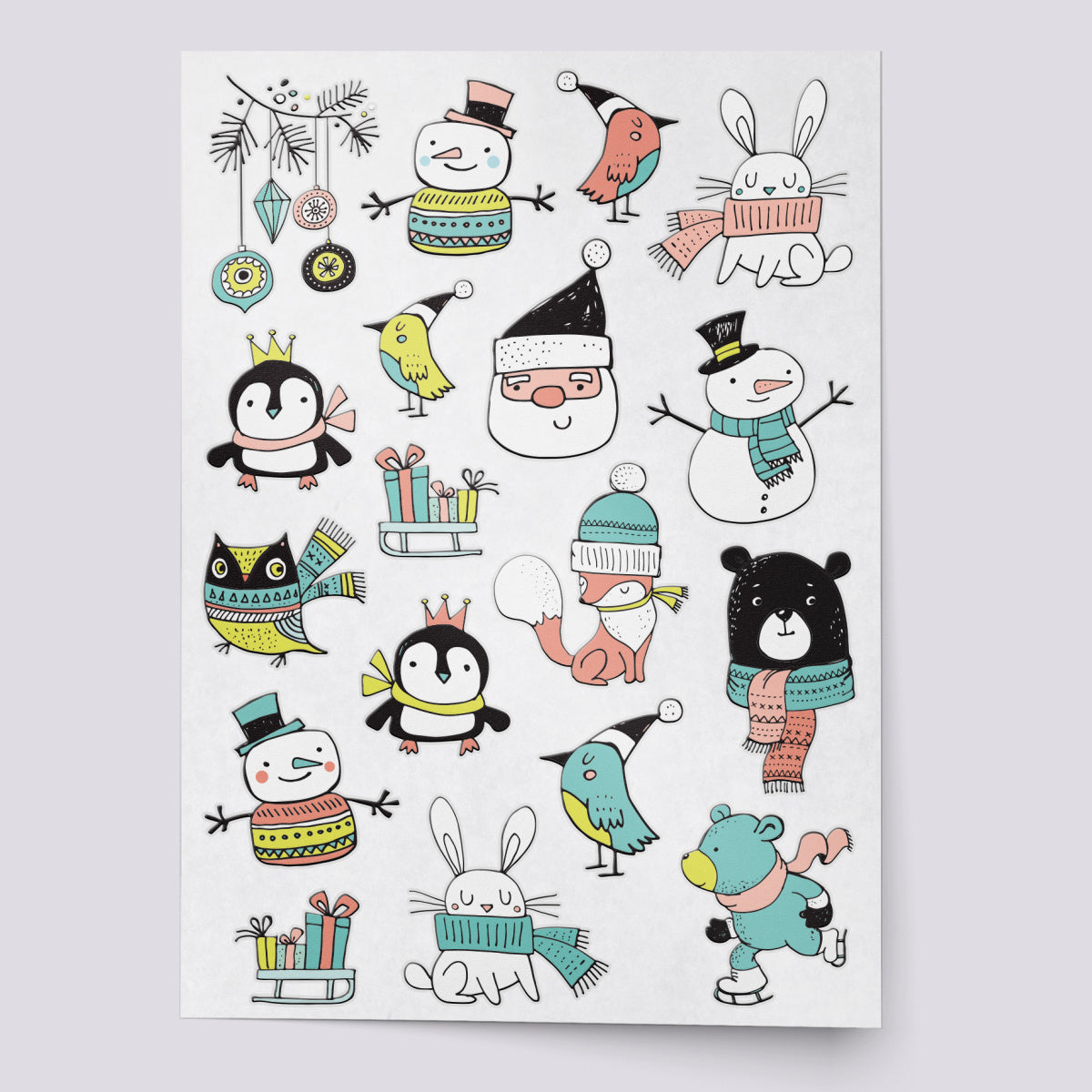 Christmas characters temporary tattoo set