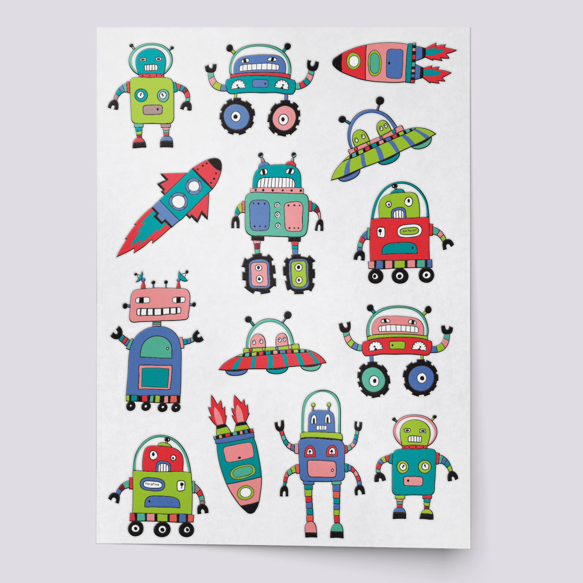 Cosmic Space Robots Temporary Tattoo set