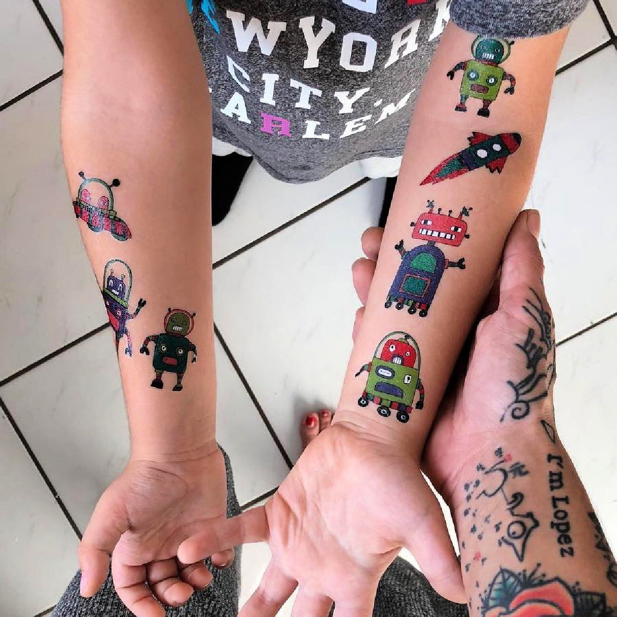 Cosmic Space Robots Temporary Tattoo set