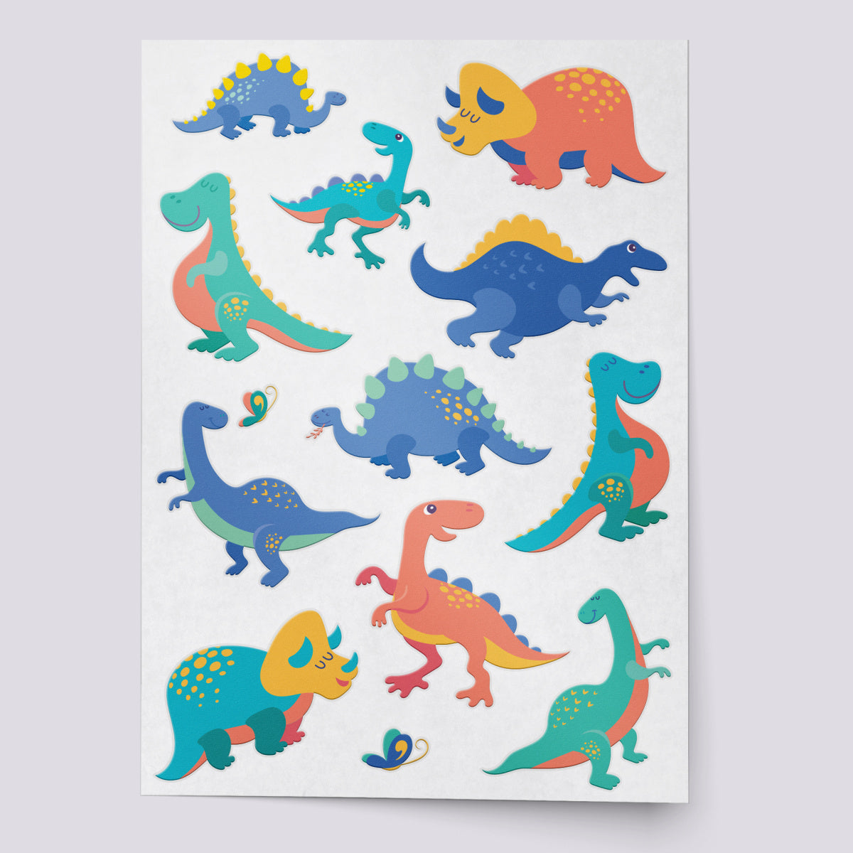 Cute dinosaurs temporary tattoo set