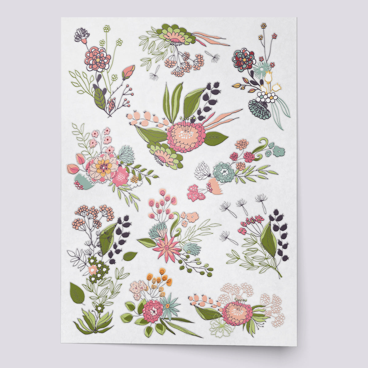 Gentle flowers temporary tattoo set