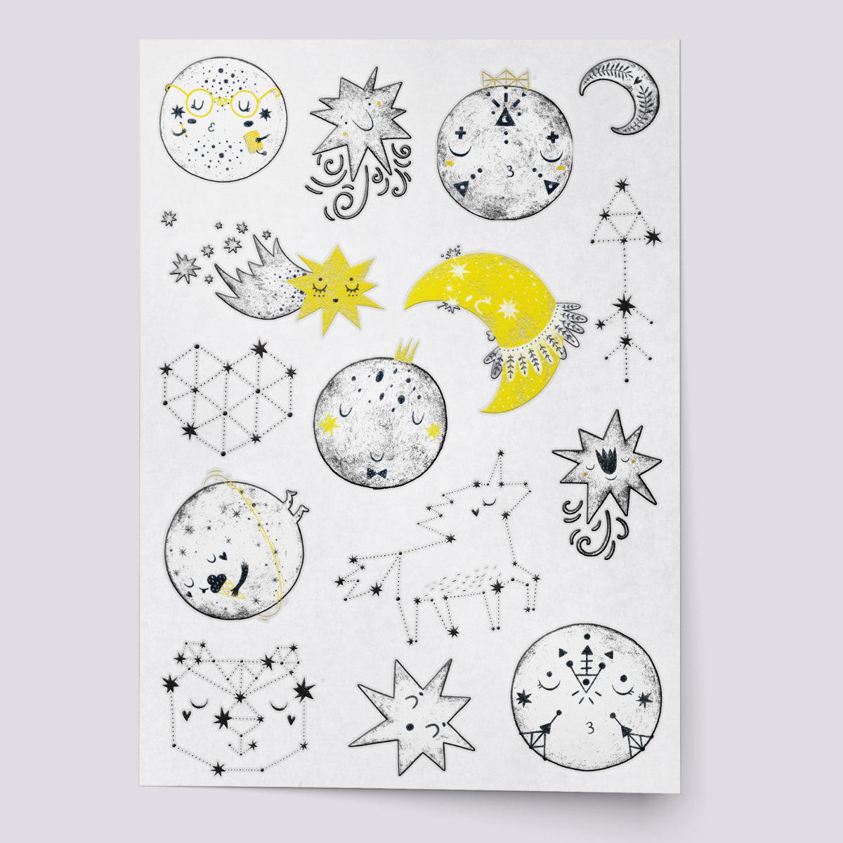 Moon temporary tattoo set