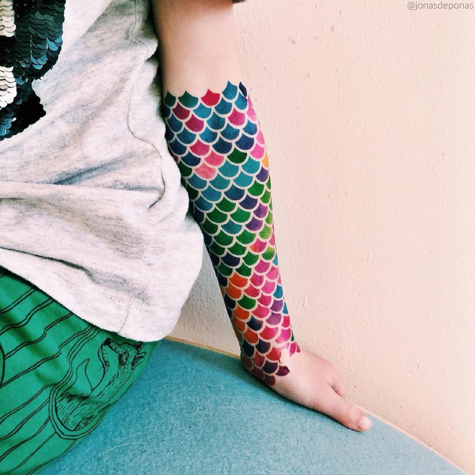Mermaid scales temporary tattoo