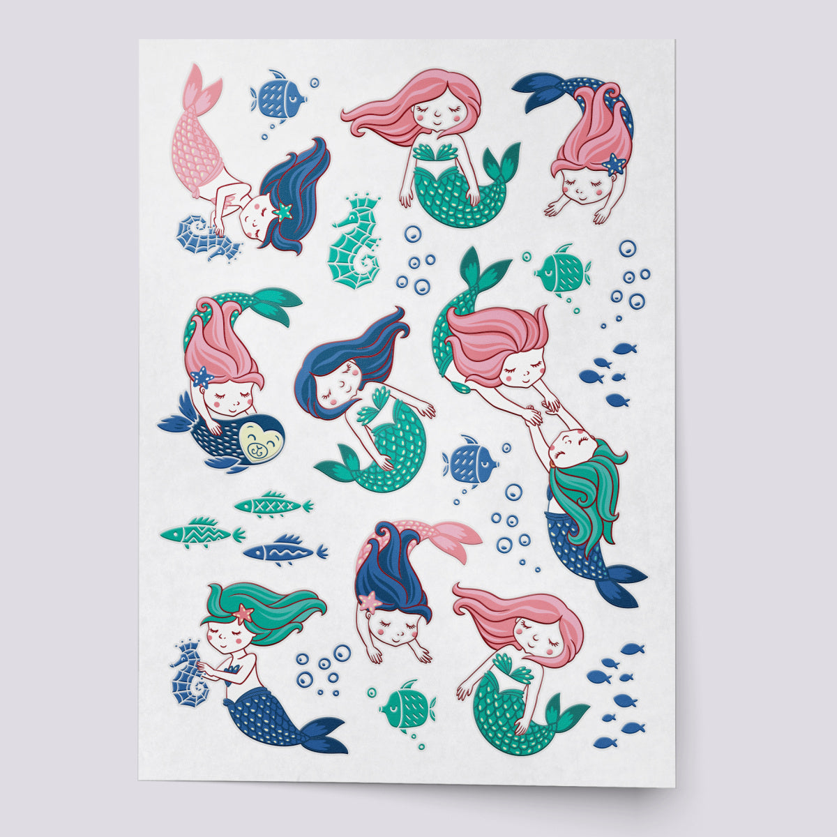 Little mermaids temporary tattoo set