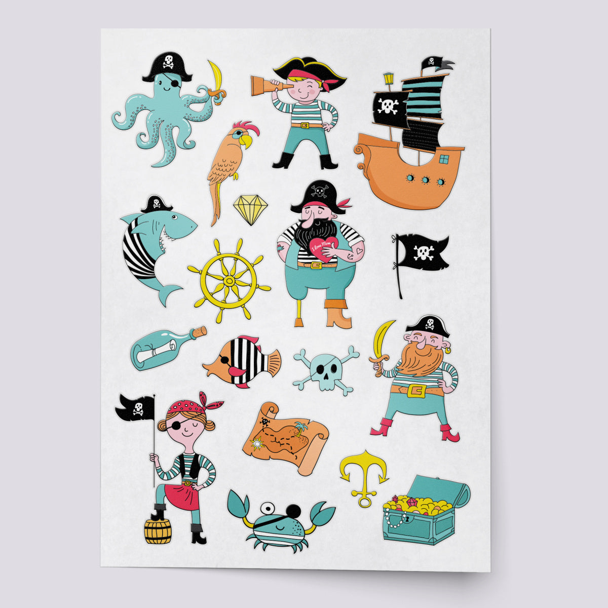 Temporary tattoo set "Ahoy pirates"