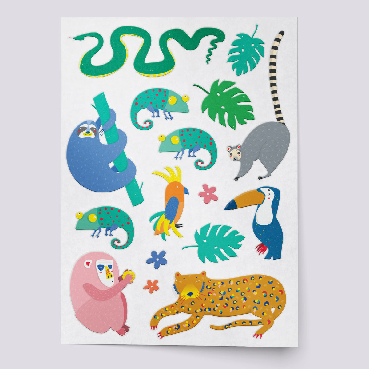 Jungle animals temporary tattoo set