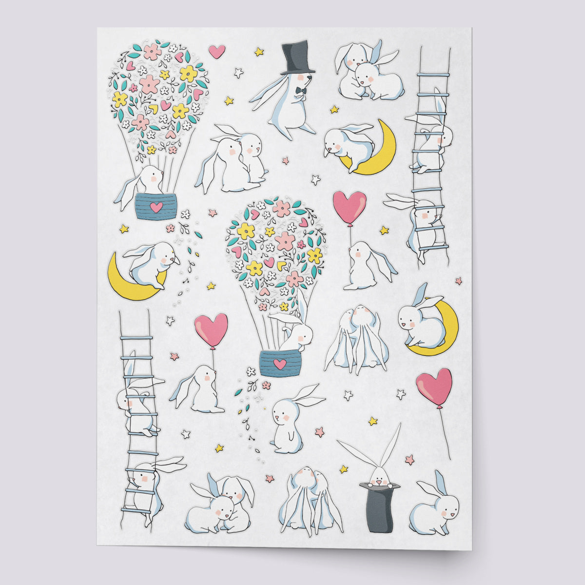 Rabbits temporary tattoo set