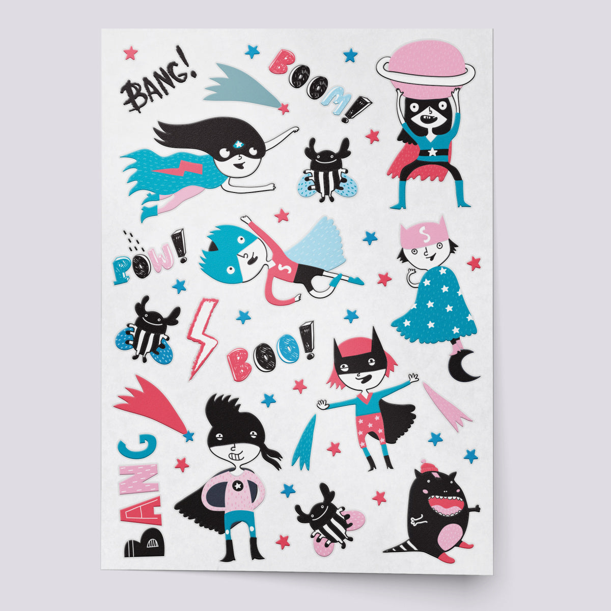 Superheroes gang temporary tattoo set