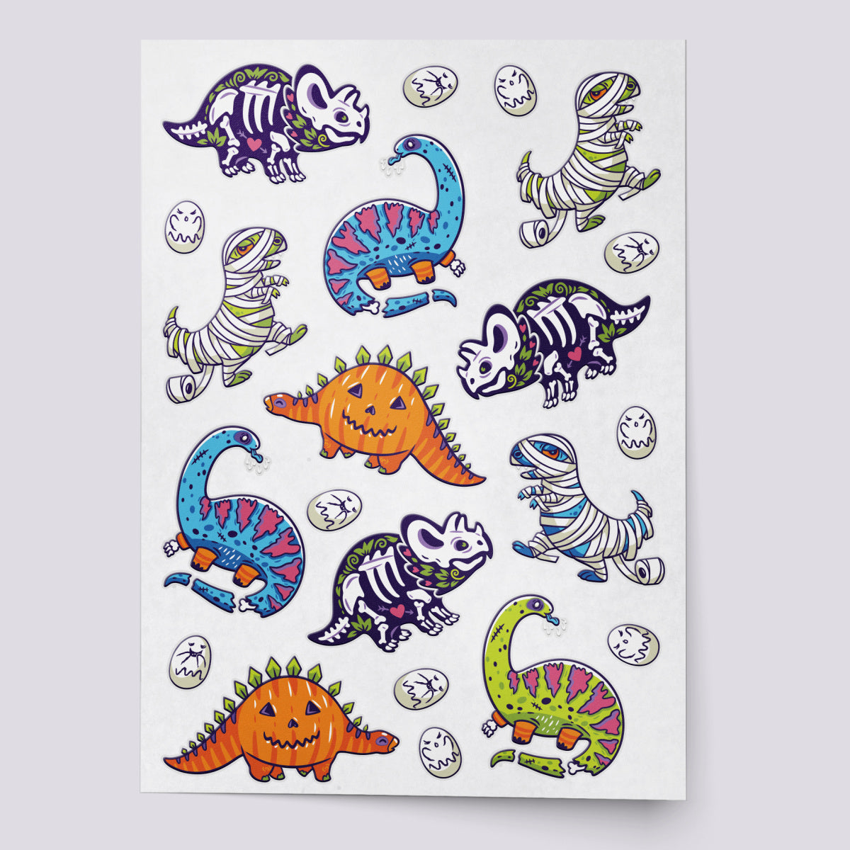 Halloween dinosaurs temporary tattoo set