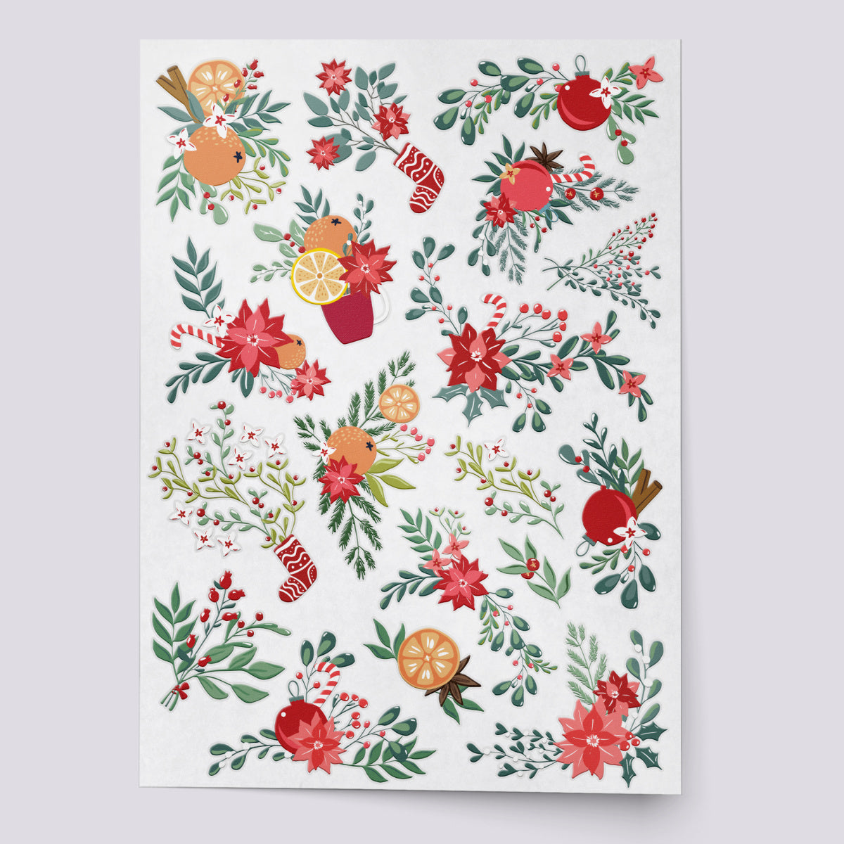 Christmas flowers temporary tattoo set