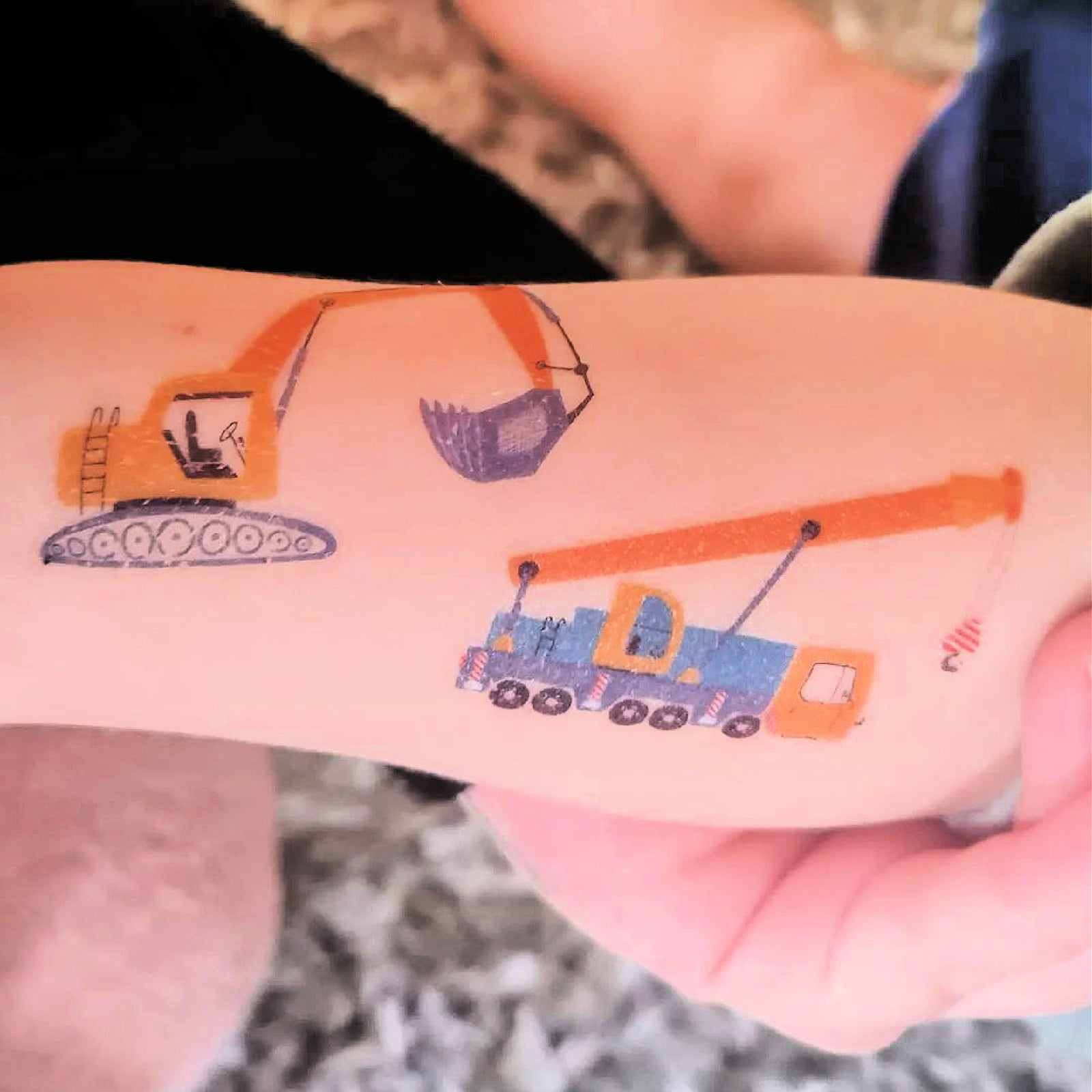 Work Zone construction temporary tattoo set