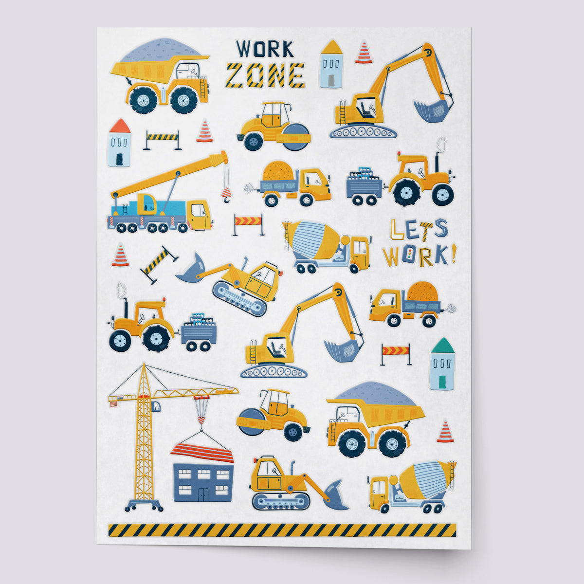Work Zone construction temporary tattoo set