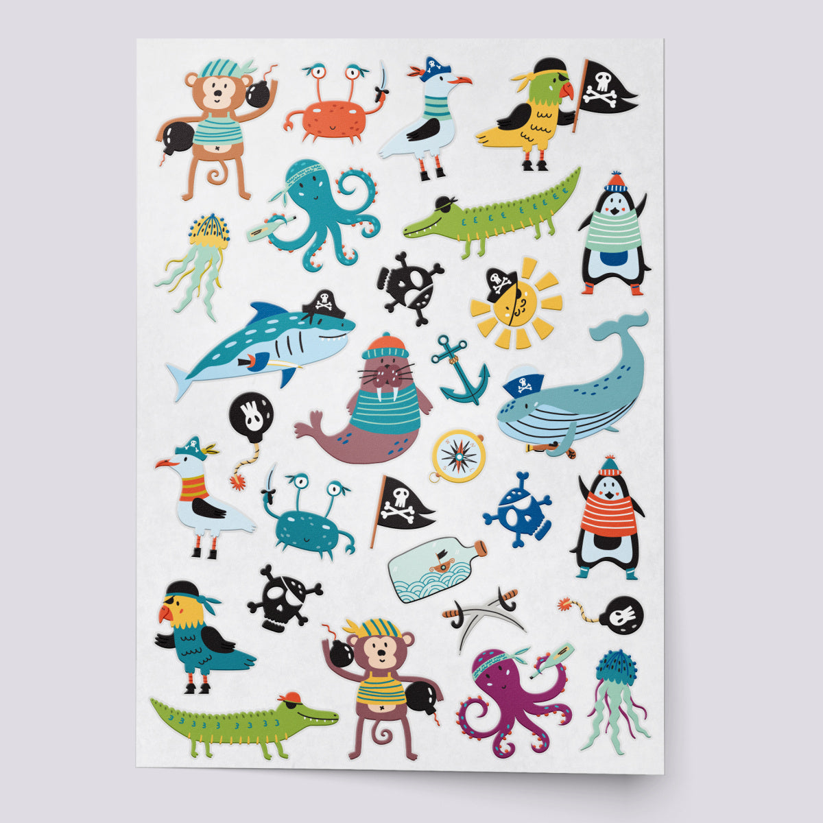 Sea pirates temporary tattoo set