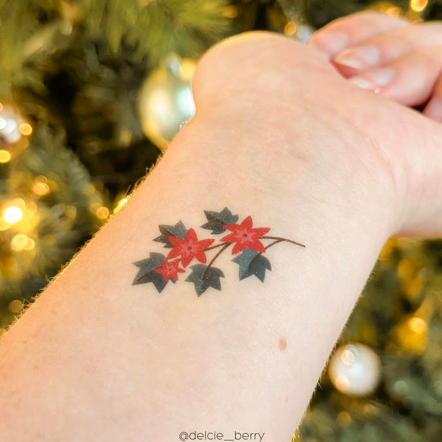 Holly Jolly Christmas temporary tattoo set