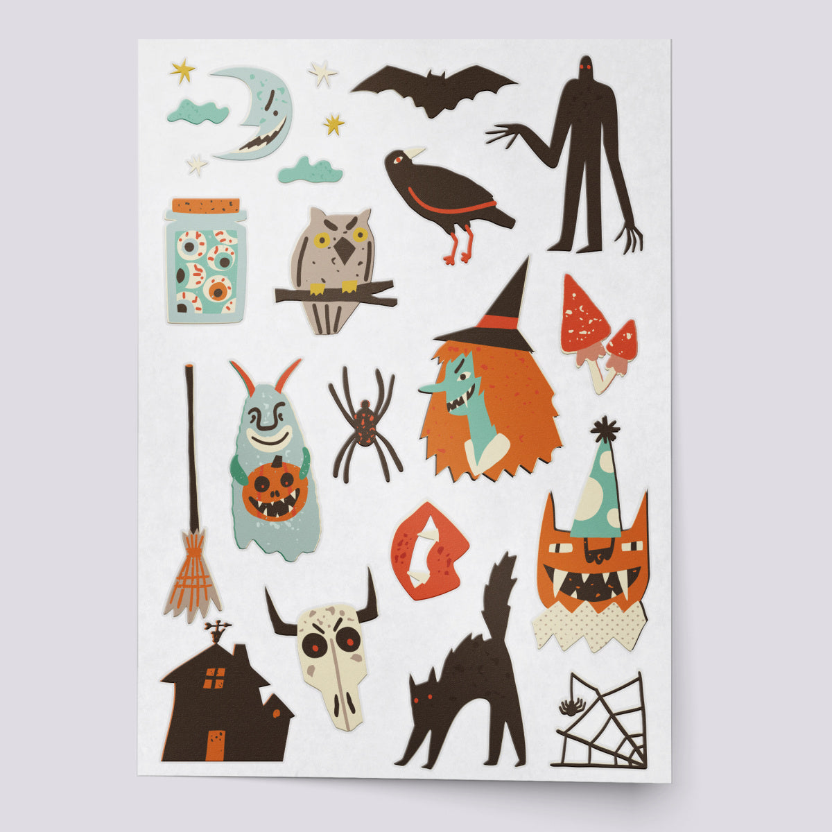 Retro Halloween temporary tattoo set 