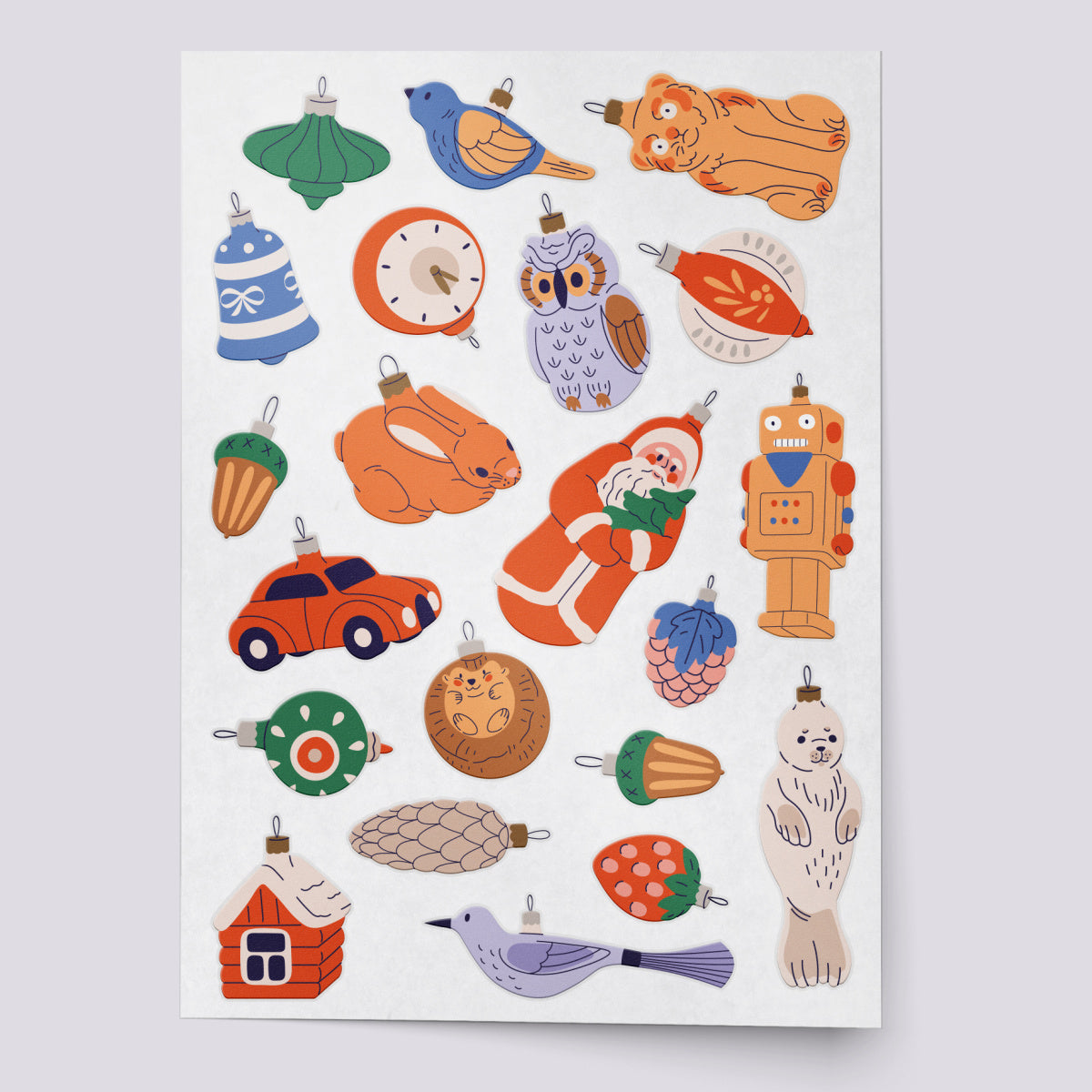 Retro Christmas baubles temporary tattoo set