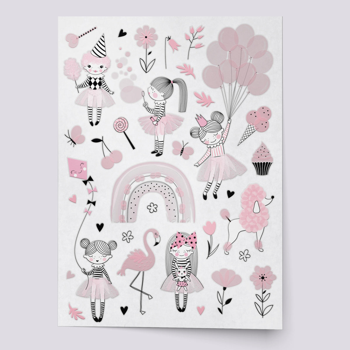Pink party temporary tattoo set