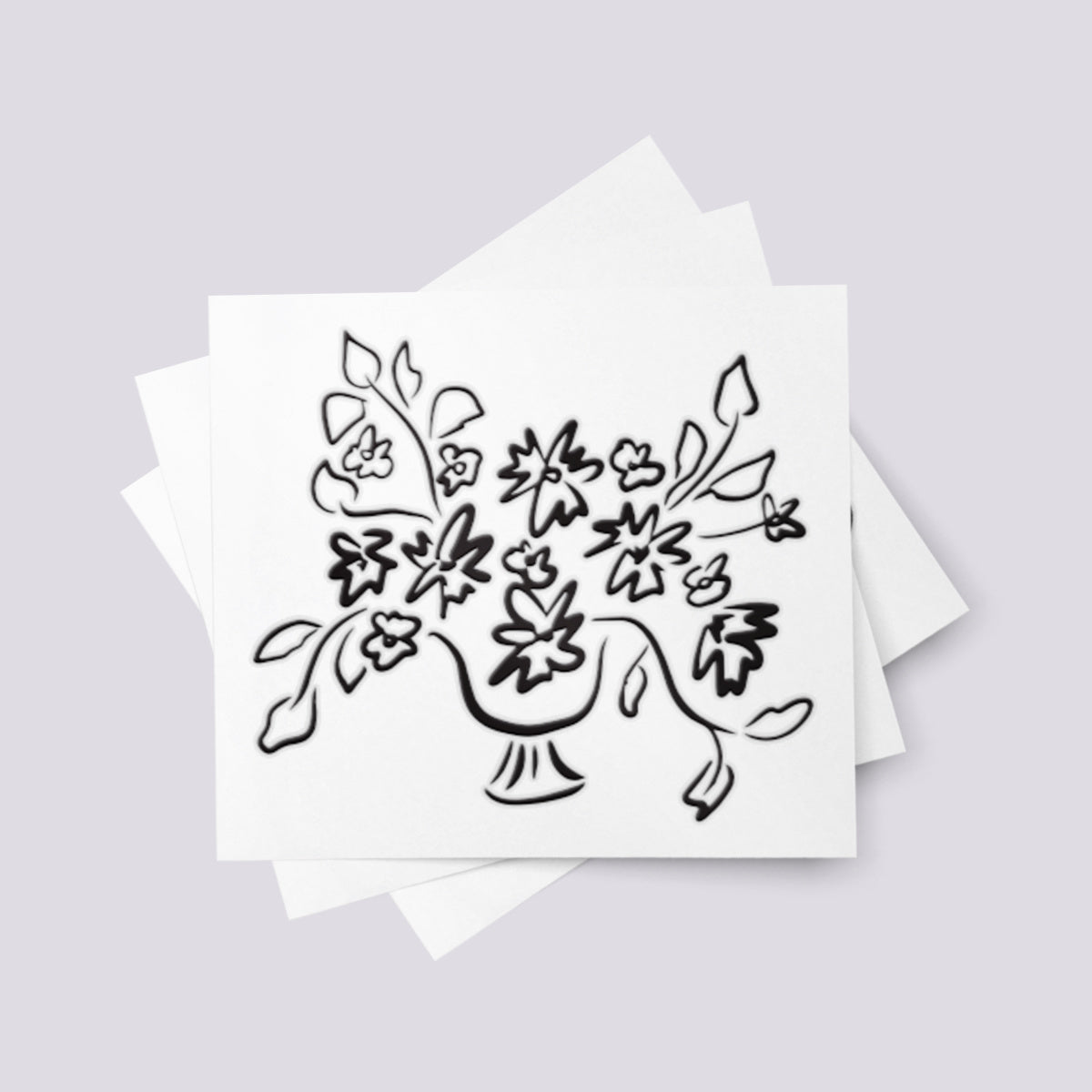 Temporary tattoo of flower vase for wedding.