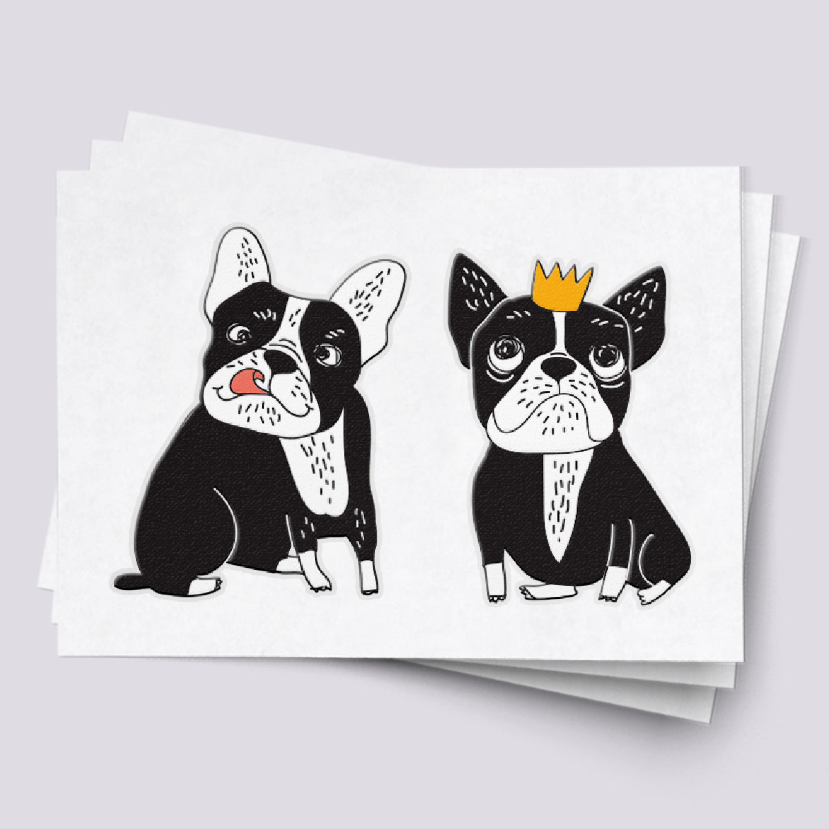 Bulldogs temporary tattoos. Set of 3 dog couple body stickers. - Ducky  Street