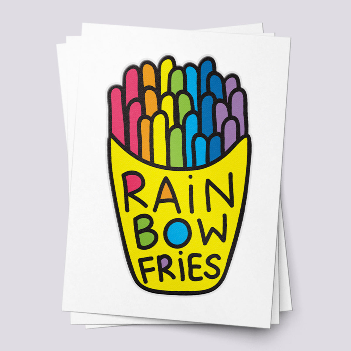 Rainbow Fries Temporary Tattoo | Kids Party Fun Accessory