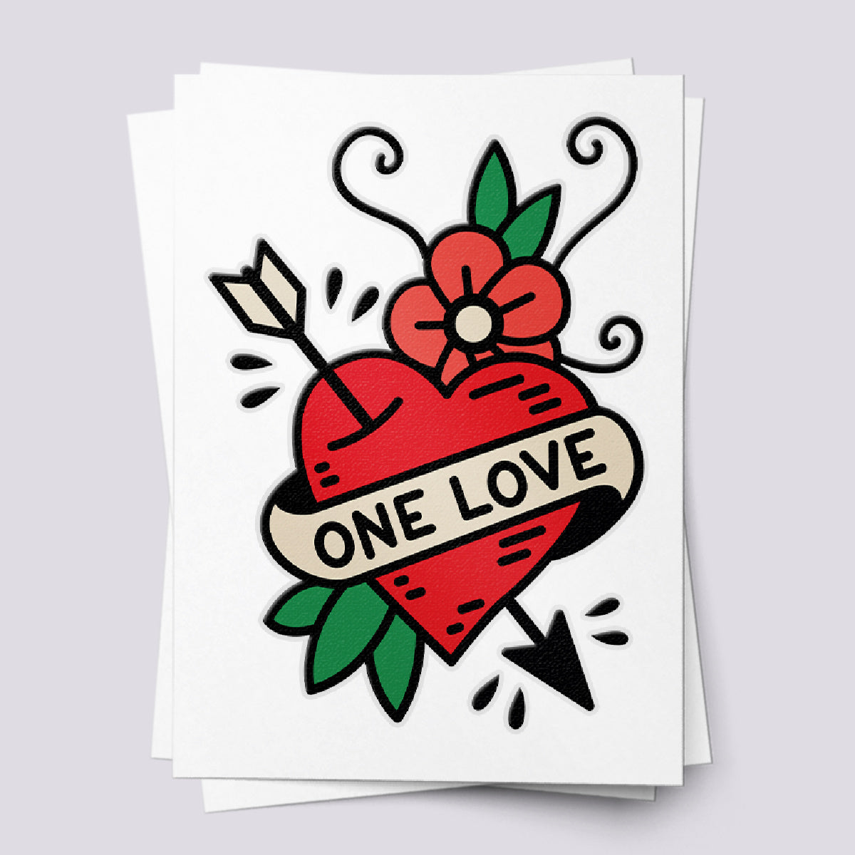 One Love Heart Temporary Tattoos for Party Fun
