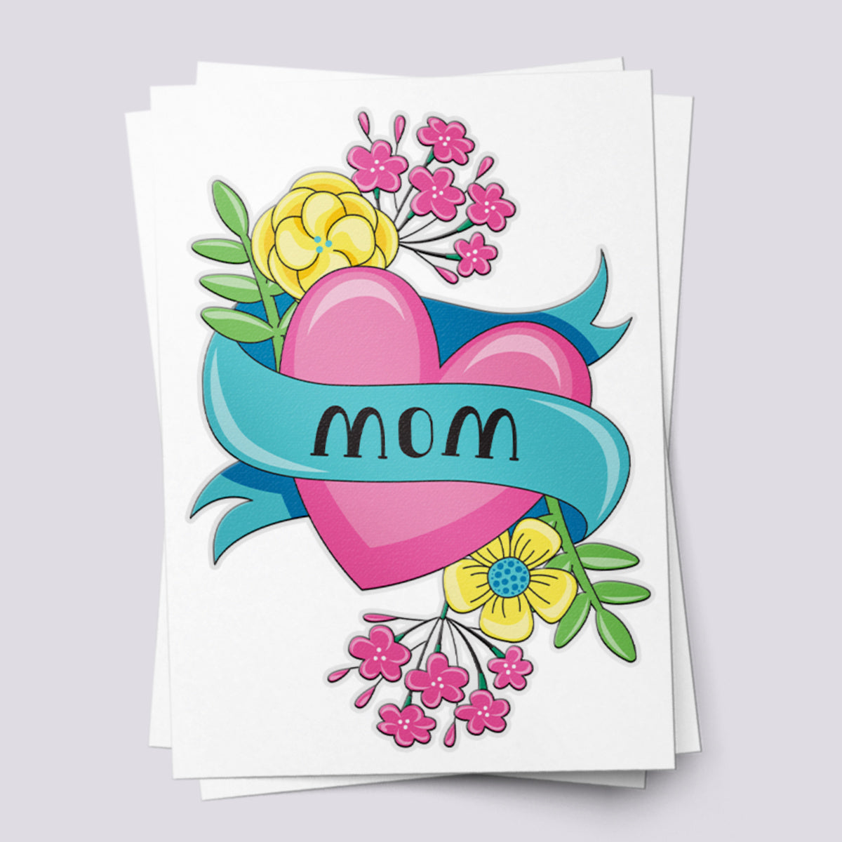 Love Blooms Eternal - Floral &#39;Mom&#39; Heart Temporary Tattoo