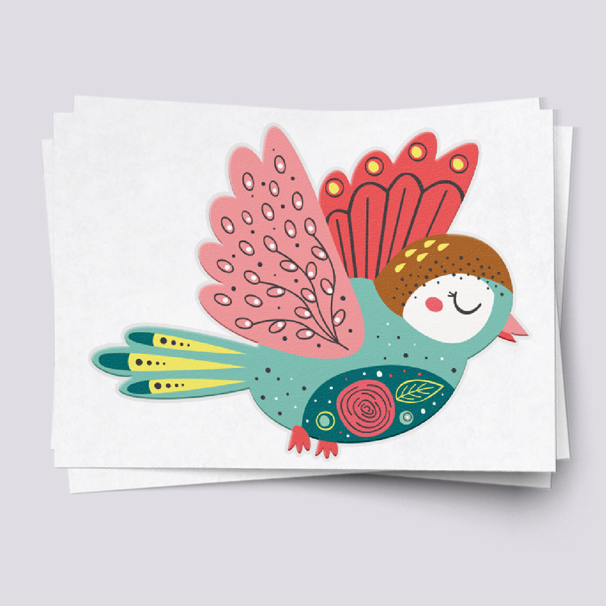 Pinky Bird Colorful Temporary Tattoos for Kids' Parties