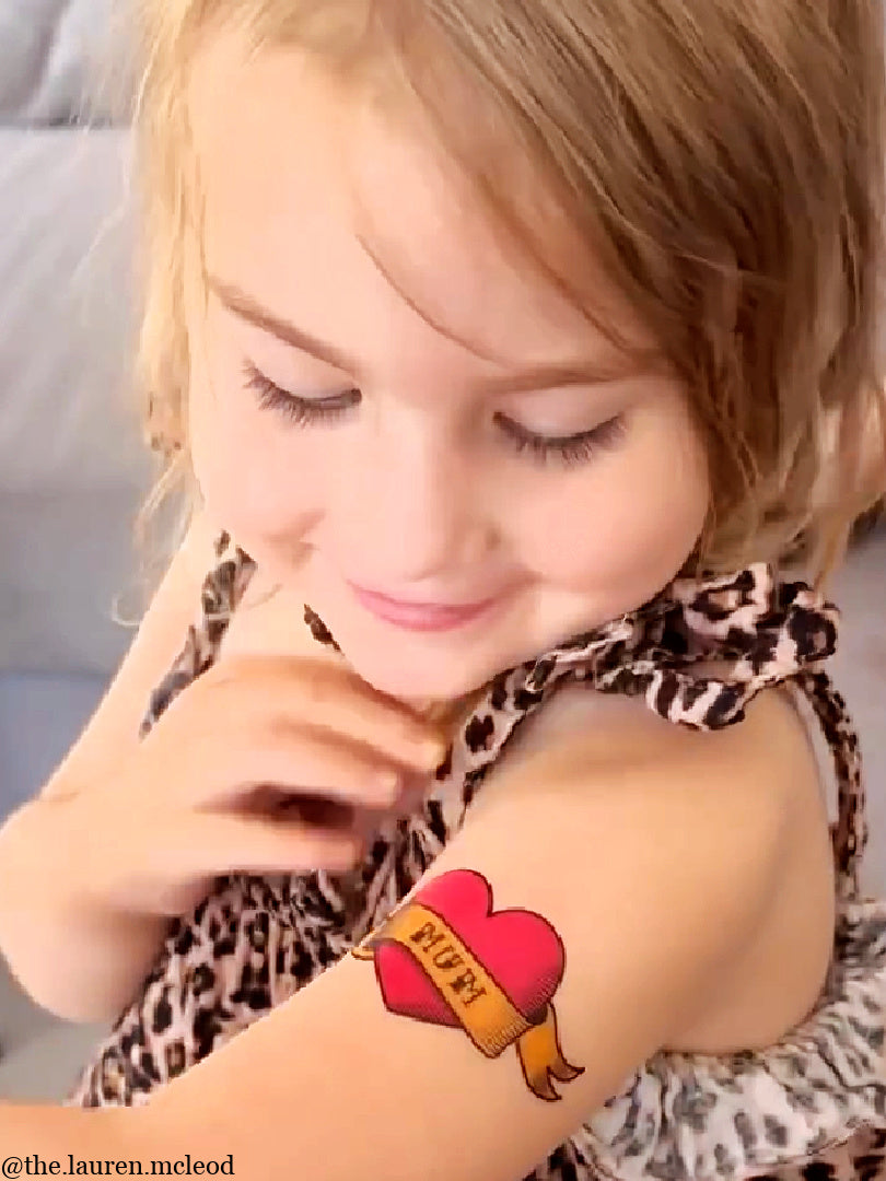 Love Mum Heart Temporary Tattoos - Celebrate Mum Every Day!