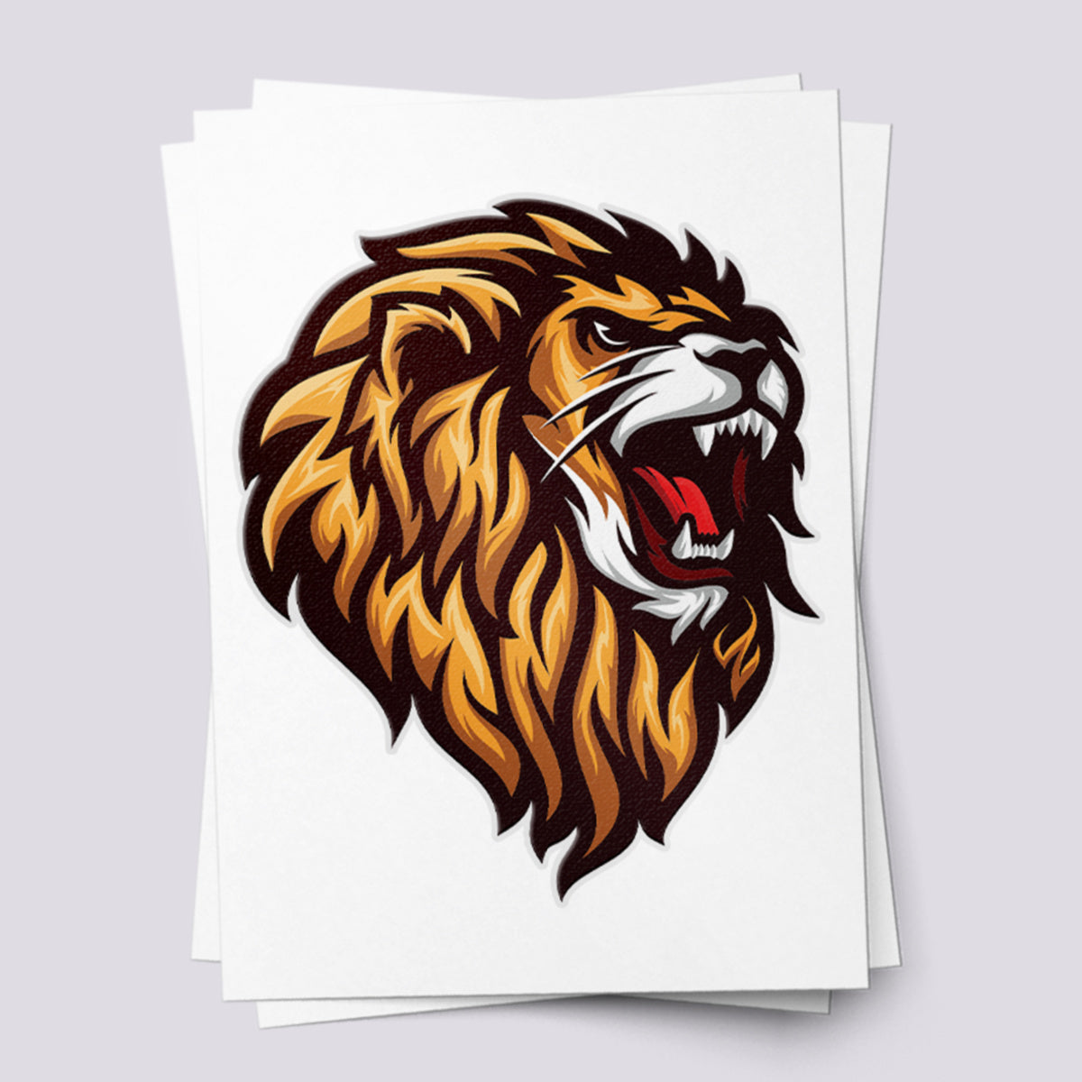 Lion Temporary Tattoo | Show Your Pride with Retro-Style Mascot Design