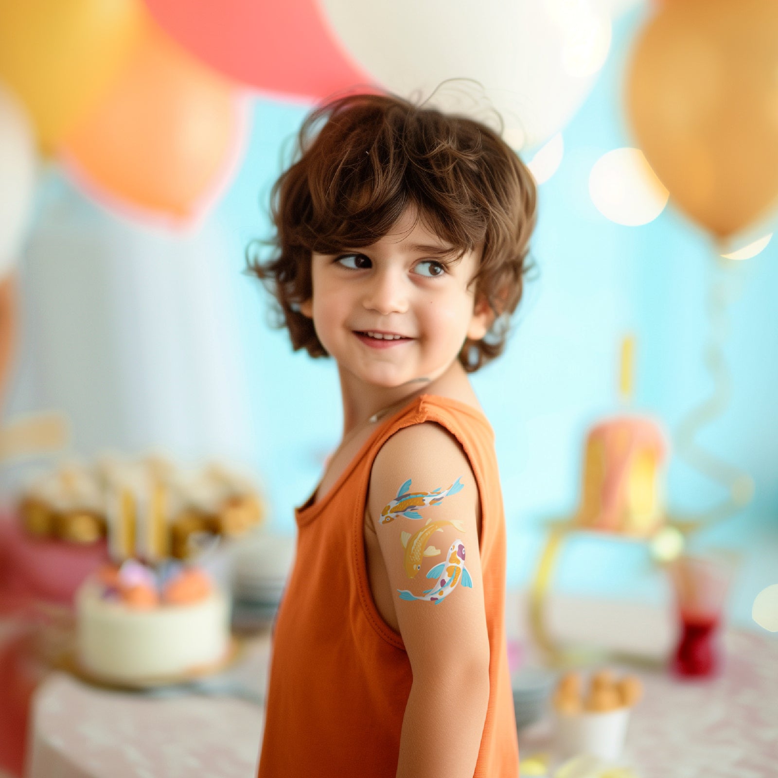 Koi Carps Temporary Tattoos for Aquatic Party Fun