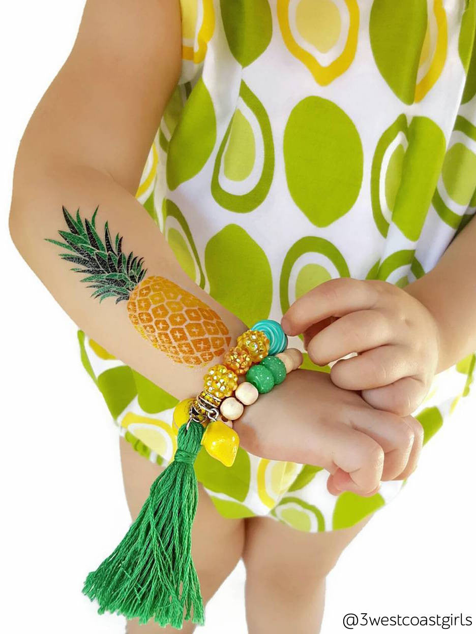 DUCKY STREET kids temporary Tattoo Pineapple designed by duckystreet - 6