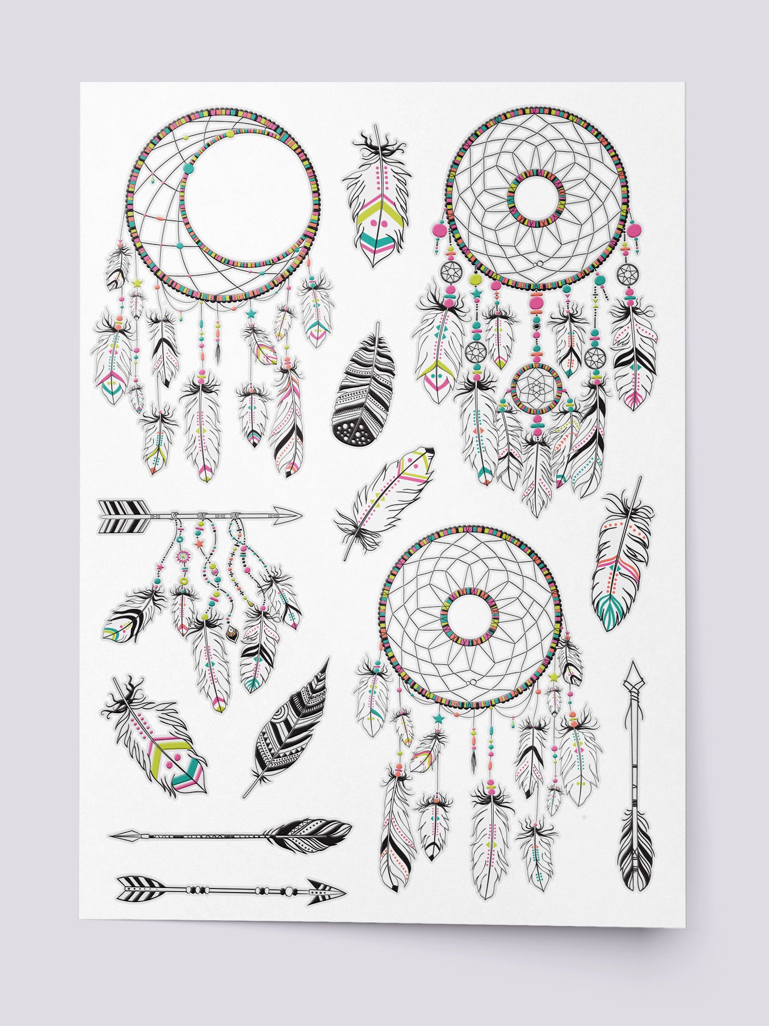 Floral dream catcher tattoo design with bird feathers and leaves. Vector  illustration isolated on white background. 22133329 Vector Art at Vecteezy