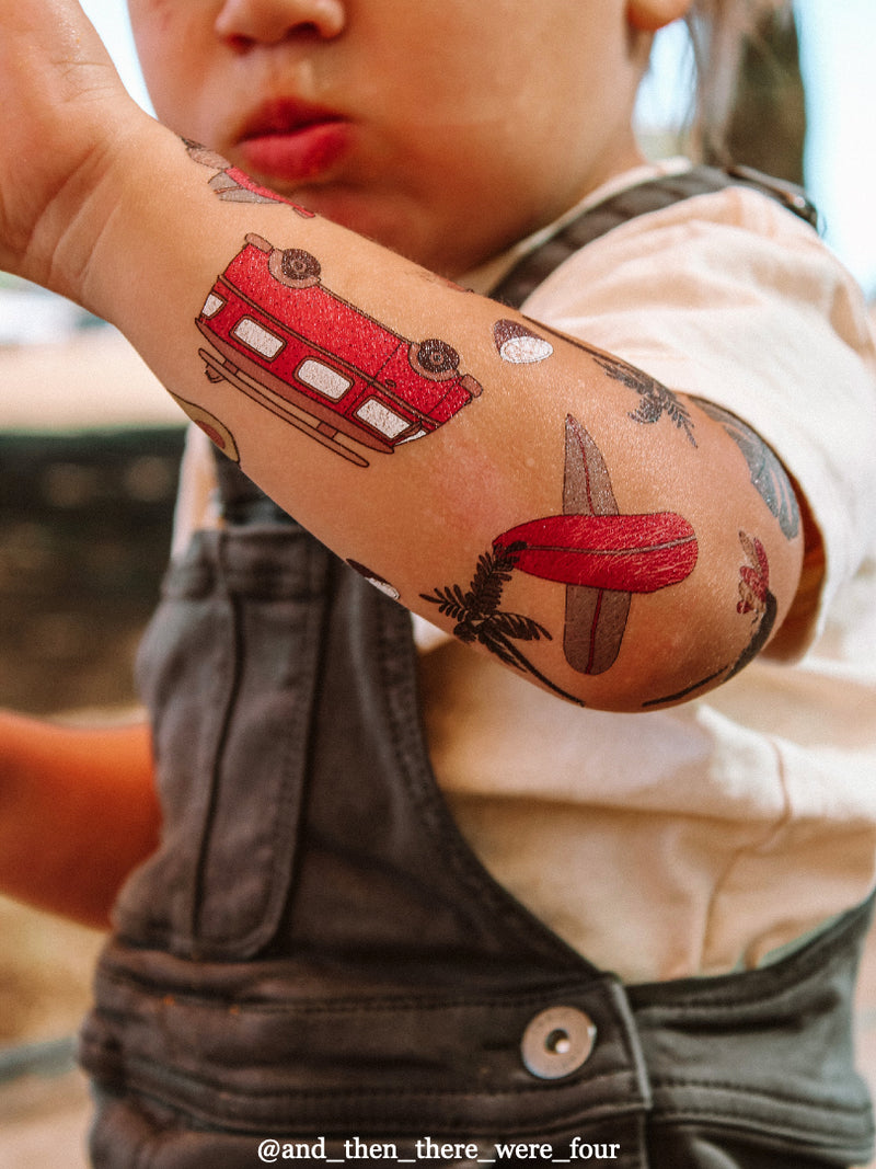 Surfing paradise temporary tattoos. - Ducky Street