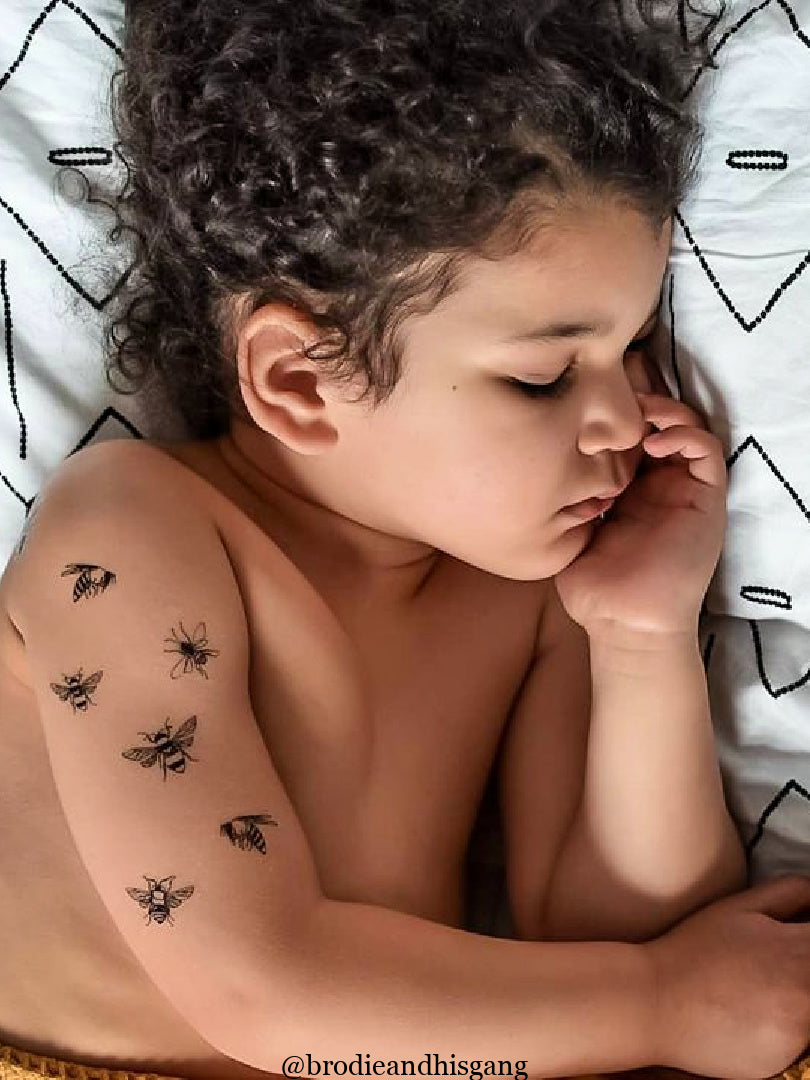 Bold Black Ink Bees Temporary Tattoos Nature s Art Ducky Street