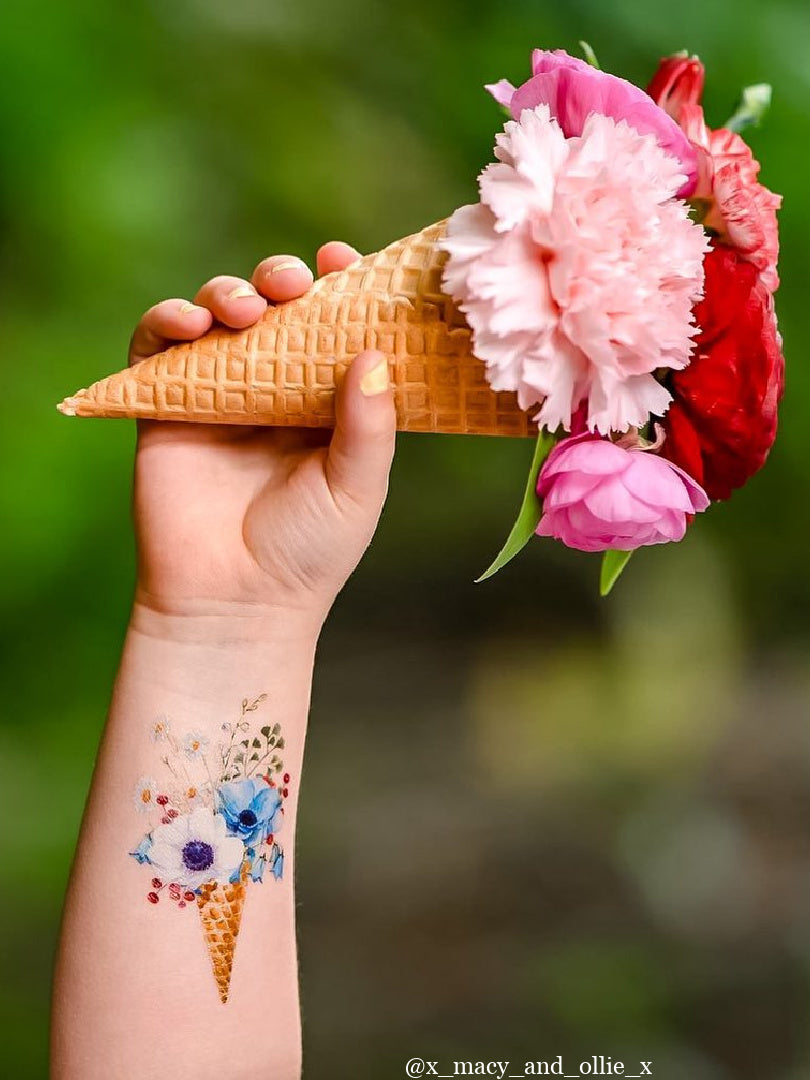 Ducky Street Flower Ice Cream Temporary Tattoos