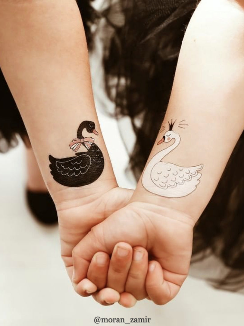 Elegant Swan Temporary Tattoos